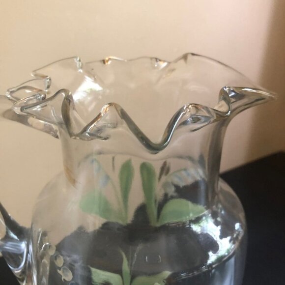 Antique Ruffled Edge Hand Painted Pitche - Picture 2 of 8